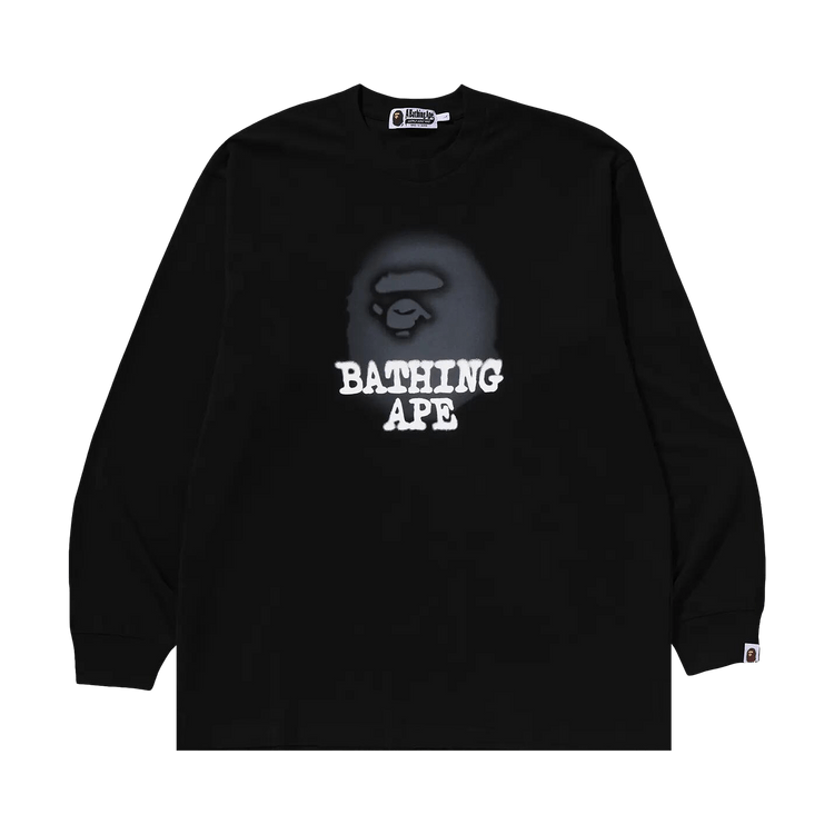 BAPE Bathing Ape Logo Relaxed Fit Ls Tee 'Black'