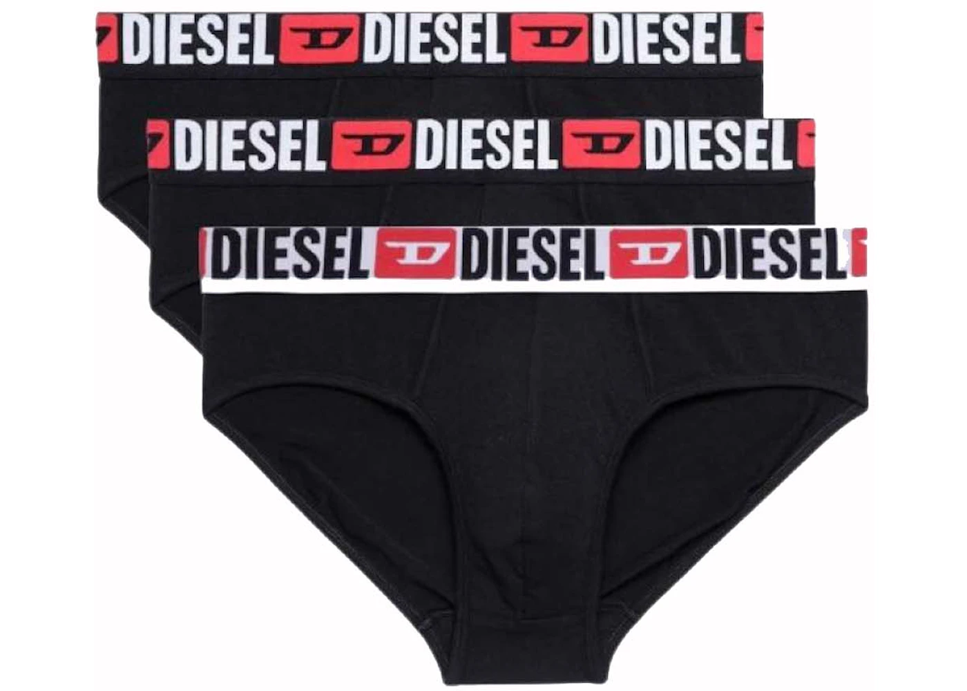 Diesel Umbr-Andrethreepack Solid-Colour Briefs (3 Pack) Black