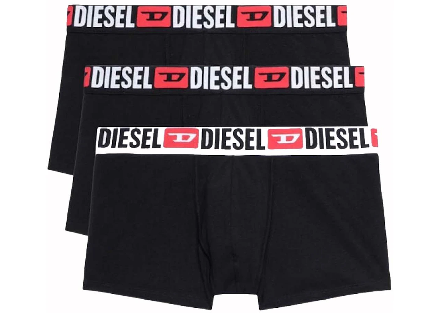 Diesel Umbx Damien All Over Logo Waist Boxers (3 Pack) Black/Blue/Red