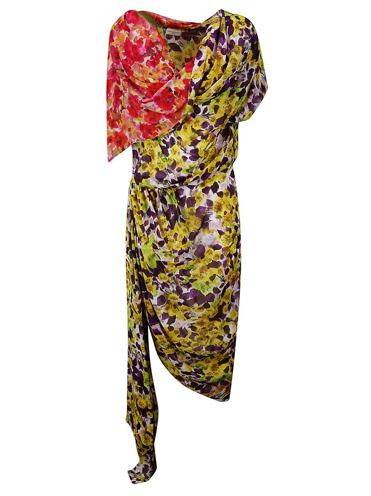 Dries Van Noten Floral-Printed Asymmetric Dress