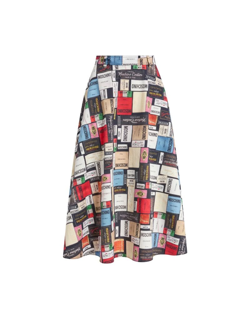 Moschino Labels Print Midi Skirt