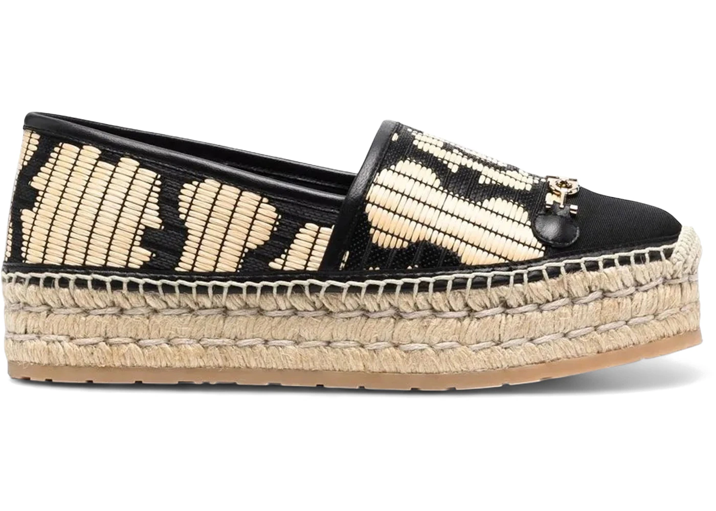 Ferragamo Logo Embroidered Espadrilles Black Beige (Women's)