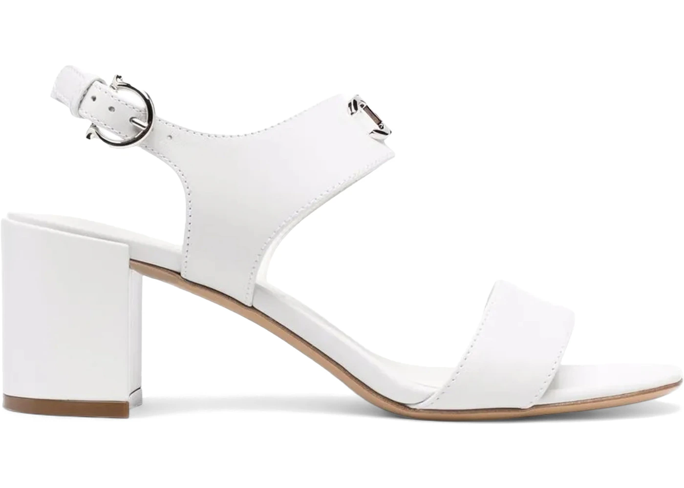 Ferragamo 55mm Gancini Logo-Plaque Sandals White (Women's)