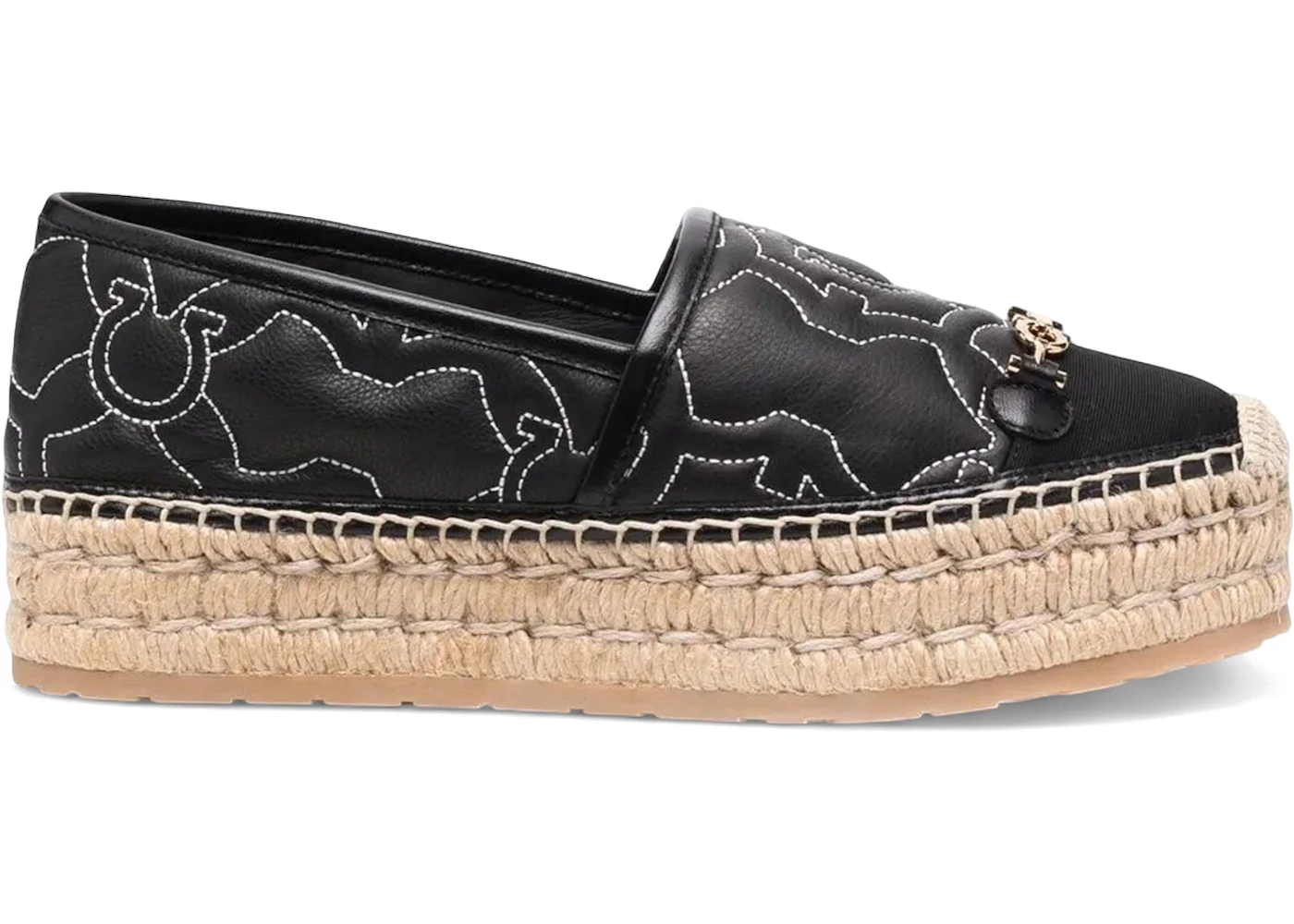 Ferragamo Gancini Logo-Embroidered Espadrilles Black (Women's)