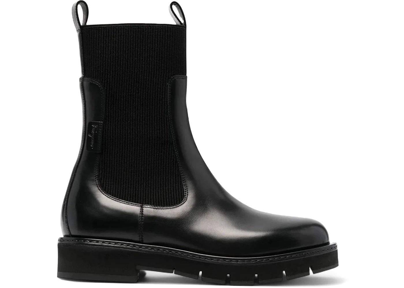 Ferragamo Cleated-Sole Leather Chelsea Boots Black (Women's)