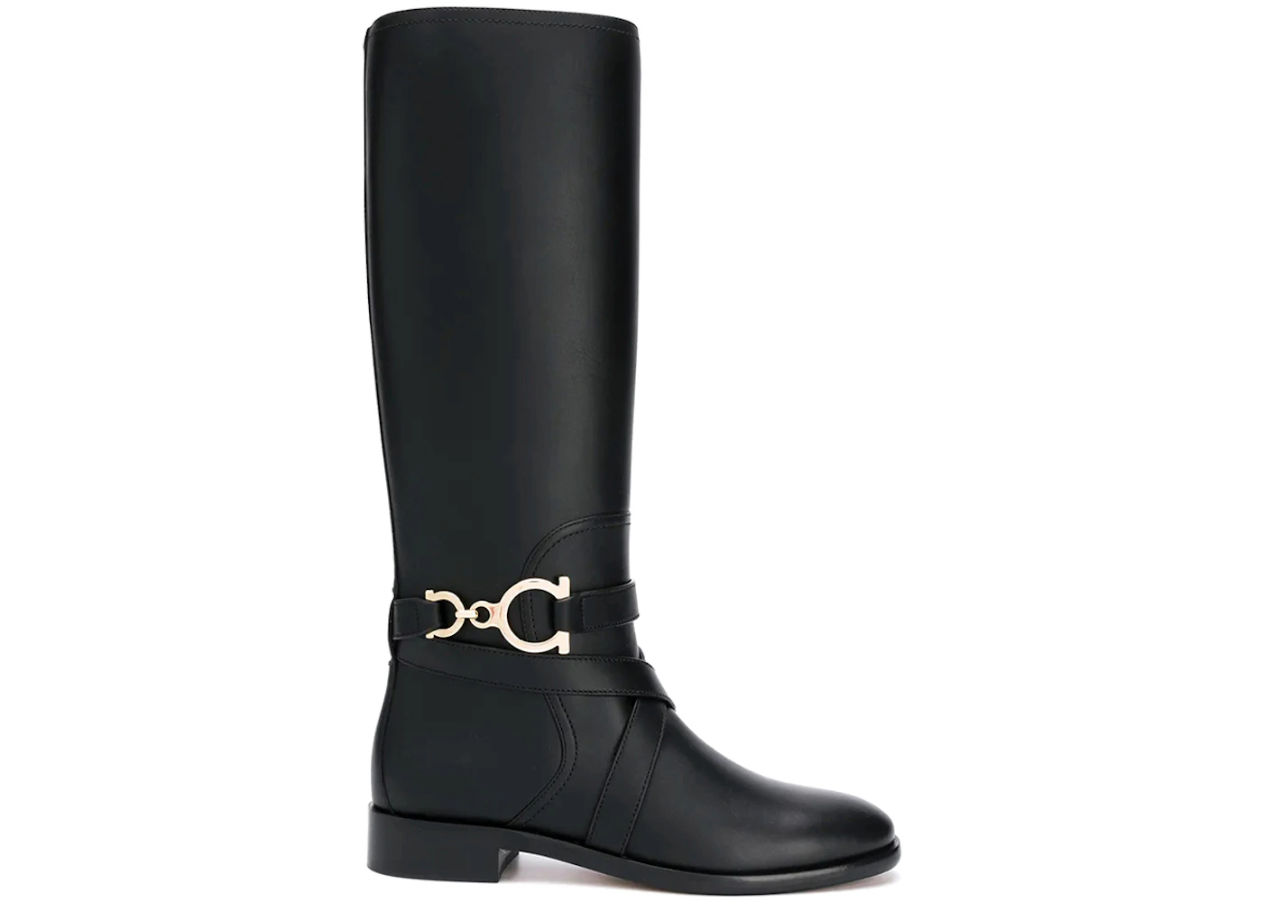 Ferragamo Gancini Horse-Bit Knee-High Boots Black (Women's)