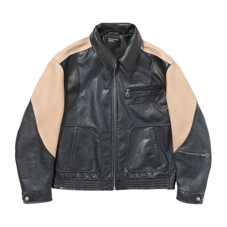 Enfants Riches Déprimés Combaittimento Colorblocked Leather Jacket 'Black/Navy/Ivory'