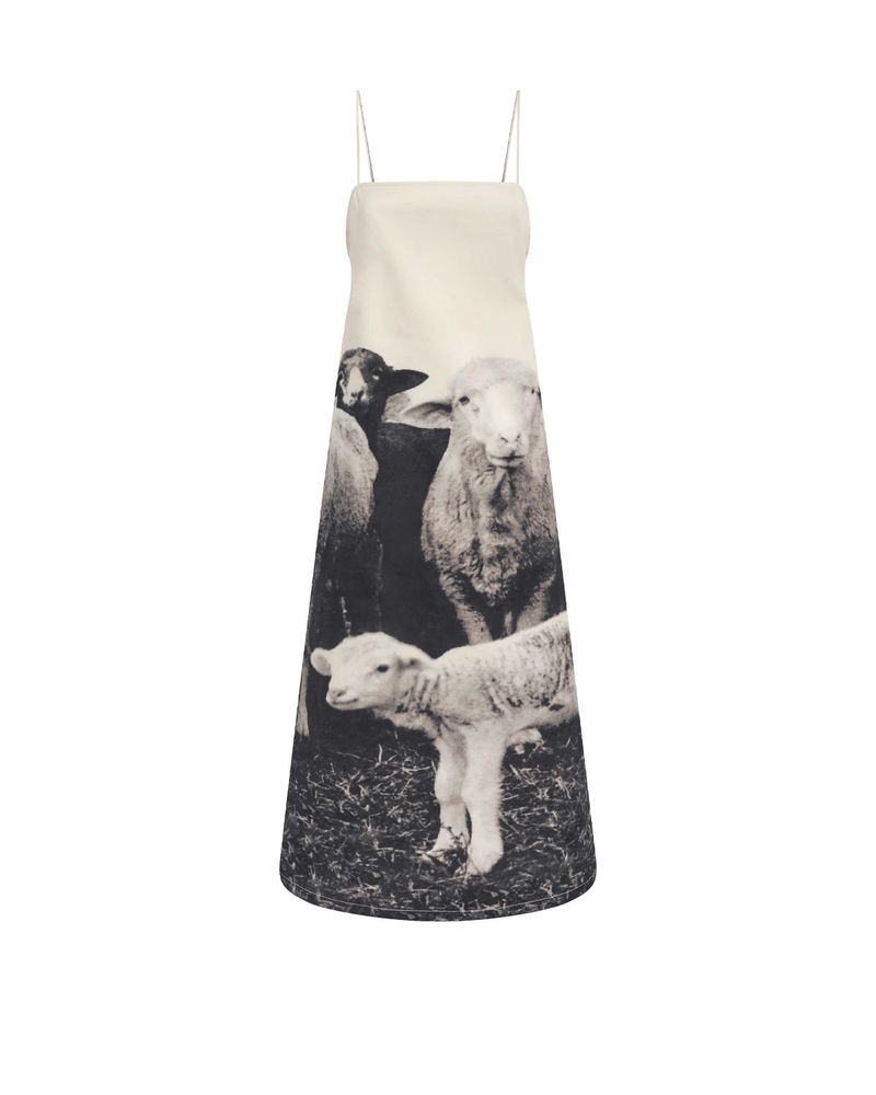 Moschino Sheep Print Midi Dress