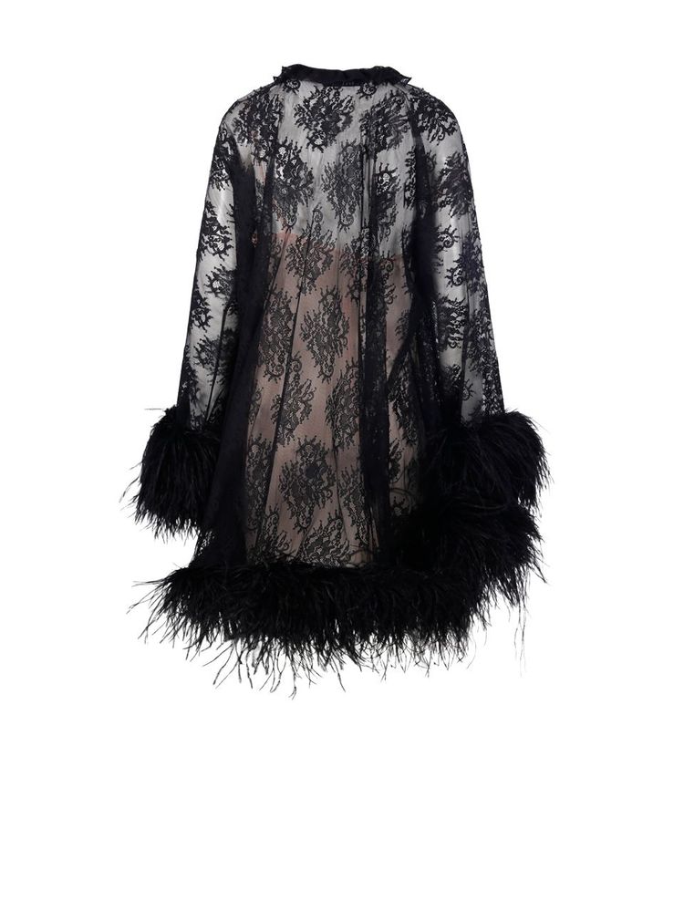 Giuseppe Di Morabito Feather-Trim Lace Short Dress