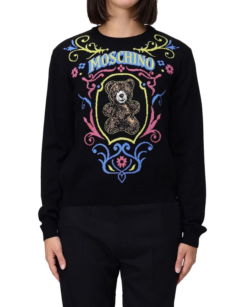 Moschino Teddy Bear Jacquard Knitted Sweater