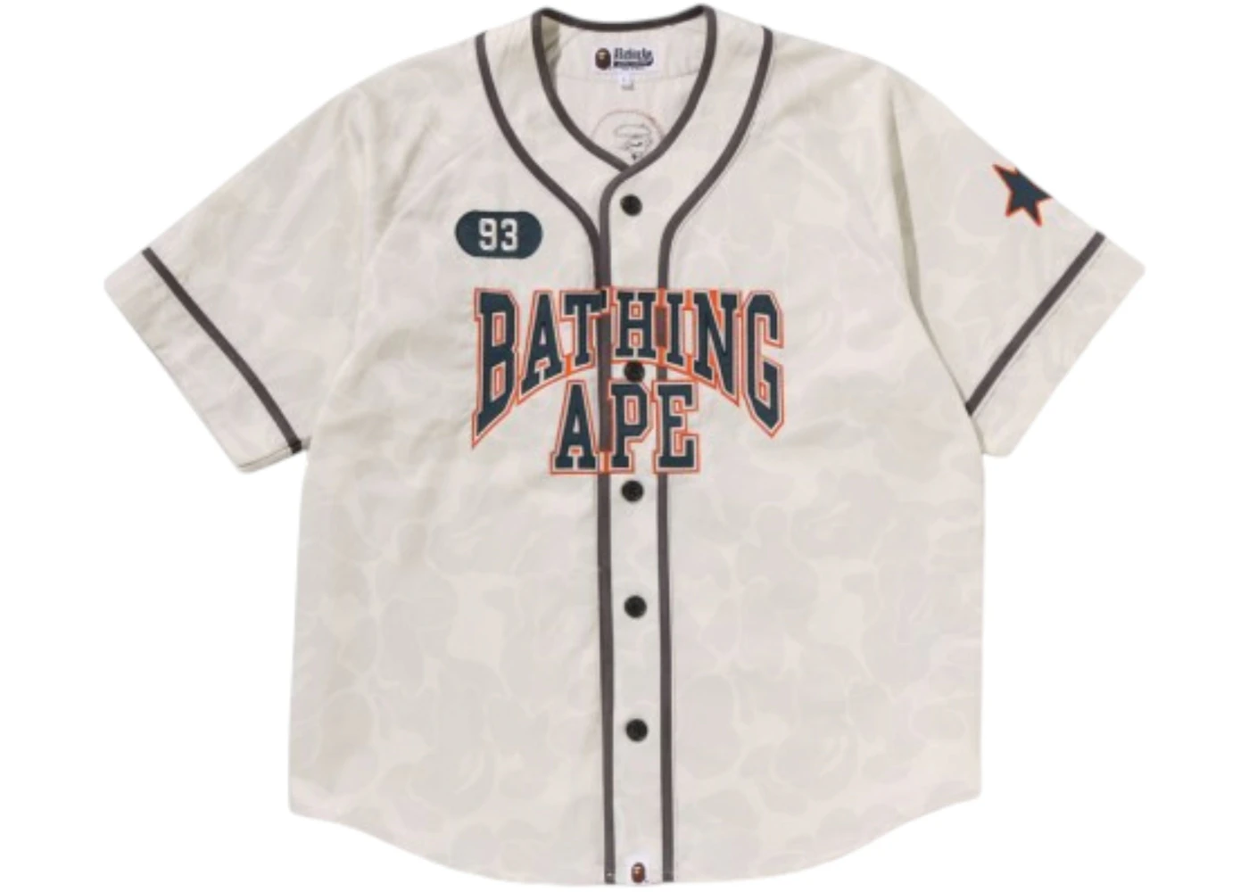 BAPE Solid Camo Multi Logo Baseball Short Sleeves Shirt Cream