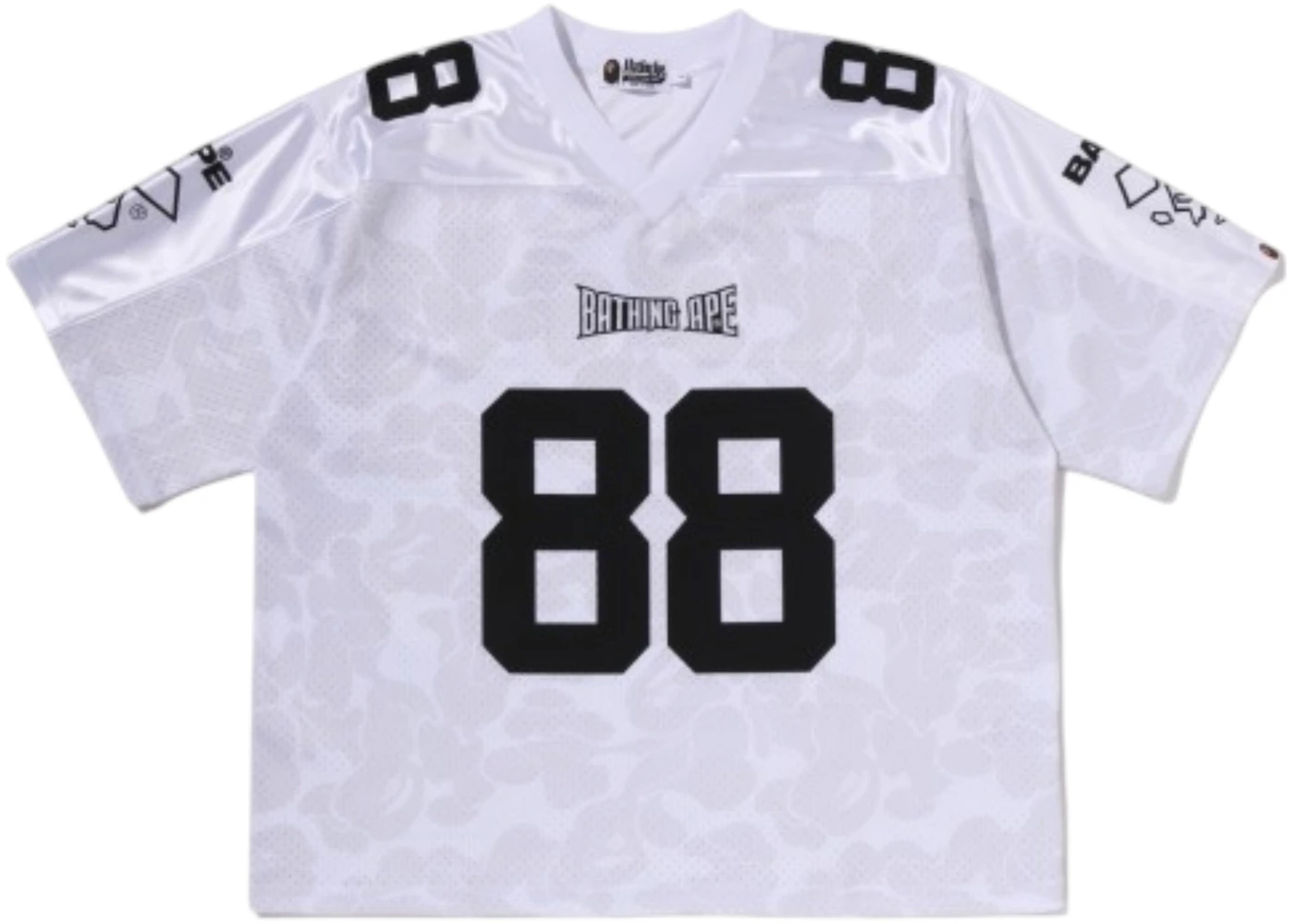BAPE Solid Camo Multi Logo Relaxed Fit Football Jersey T-shirt White