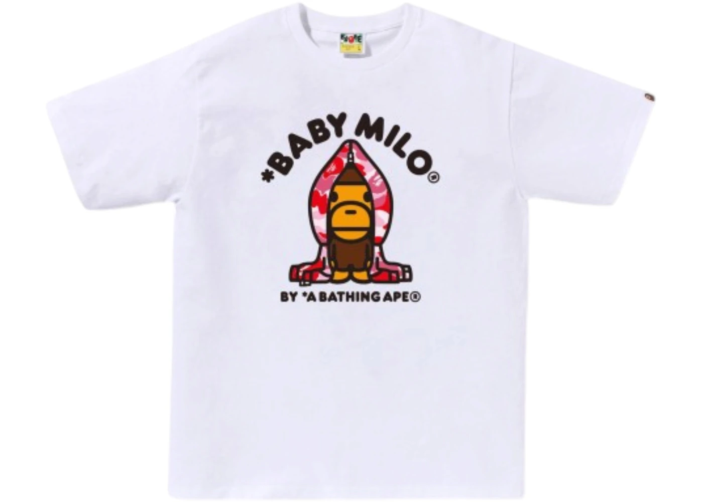 BAPE ABC Red Camo Baby Milo Hoodie Tee White