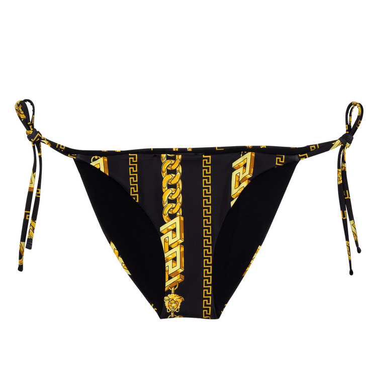 Versace Chain Pinstripe Bikini Bottoms 'Black/Gold'