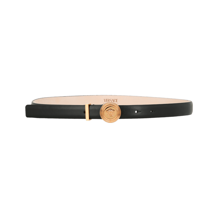 Versace Medusa Biggie Thin Leather Belt 'Black/Gold'