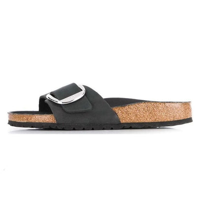 (WMNS) Birkenstock Madrid Big Buckle Oiled Leather Narrow Fit Sandals 'Black'