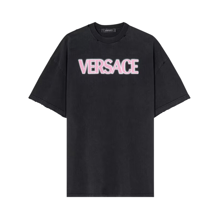 Versace Logo Print T-Shirt 'Black/Fuchsia'