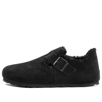 Birkenstock London Shearling Suede Leather Narrow Fit Sandals 'Black'