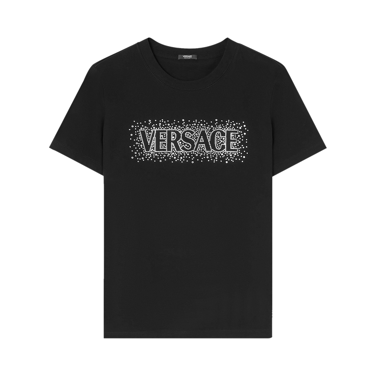 Versace Logo Embellished T-Shirt 'Black/Crystal'