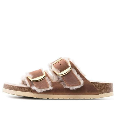 (WMNS) Birkenstock Arizona Big Buckle Shearling Oiled Leather Narrow Fit 'Cognac'
