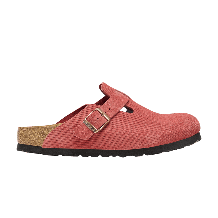 Birkenstock Boston Suede Embossed Corduroy Narrow 'Sienna Red'