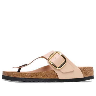 Birkenstock Gizeh Big Buckle Natural Leather Patent Narrow Fit Sandals 'High Shine New Beige'