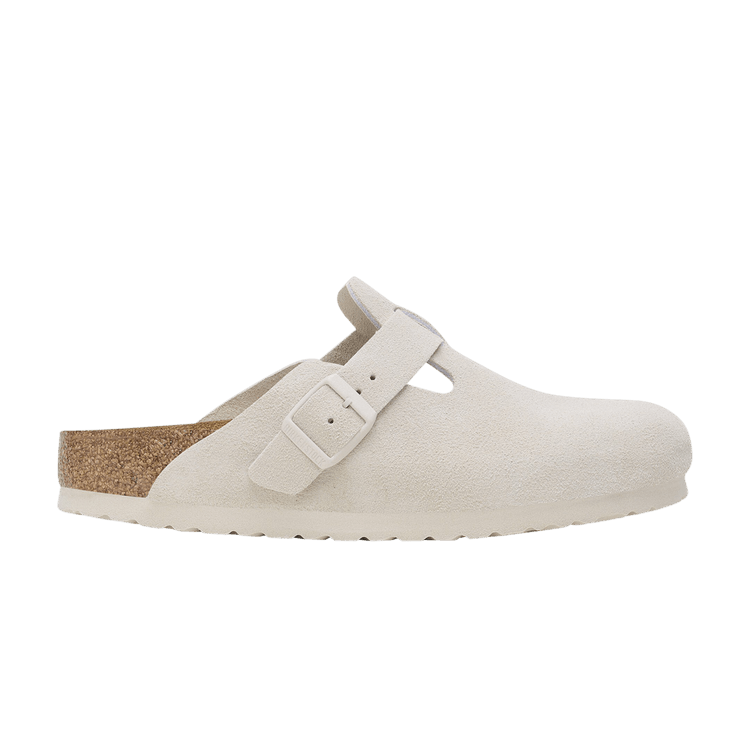 Birkenstock Boston Soft Footbed Suede Leather 'Antique White'