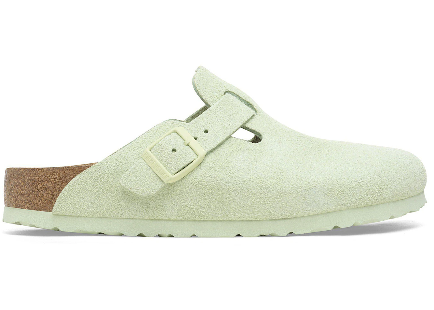 Birkenstock Boston Soft Footbed Suede Faded Lime