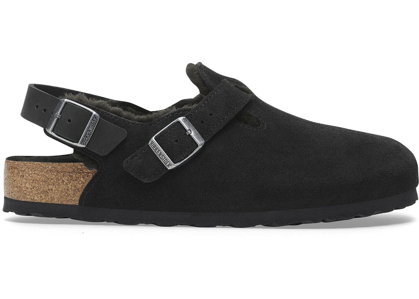 Birkenstock Tokio Shearling Suede Leather Black