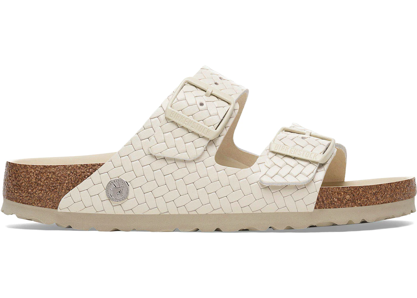 Birkenstock Arizona Leather Woven Embossed Ecru