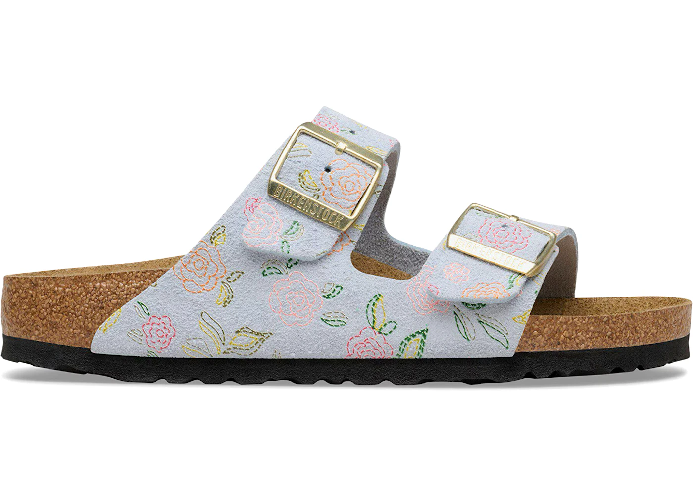 Birkenstock Arizona Suede Baby Blue Flower Print