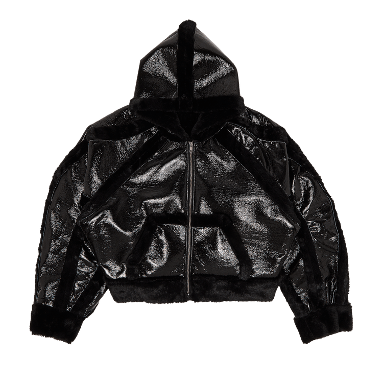 Ottolinger Shearling Fitted Multiline Jacket 'Shinny Black'