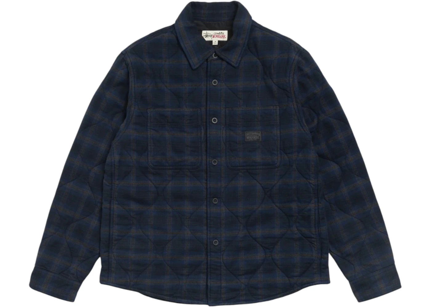 Stussy Quilted Plaid Shirt Jacket Navy