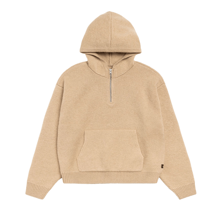 Stussy Quarter Zip Knit Hoodie 'Tan'