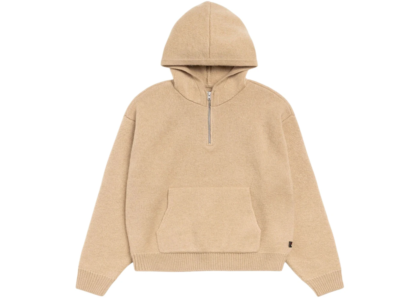 Stussy Quarter Zip Knit Hoodie Tan