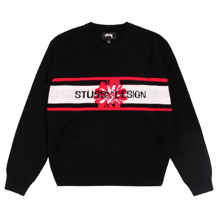 Stussy Striped Hibiscus Sweater 'Black'