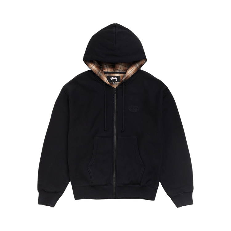 Stussy Plaid Lined Zip Hoodie 'Black'
