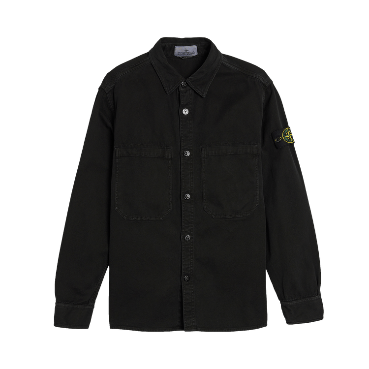 Stone Island Organic Panama Cotton Overshirt 'Black'