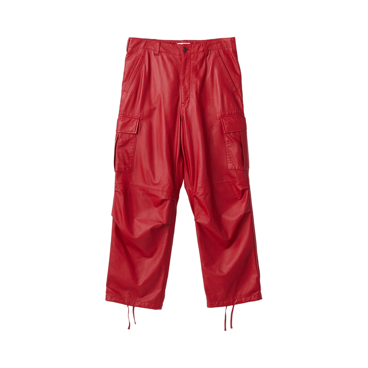 Ambush Leather Cargo Pants 'Red'