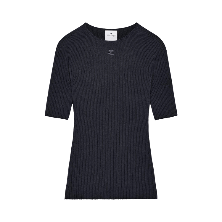 Courrèges Light Rib Short-Sleeve Sweater 'Black'