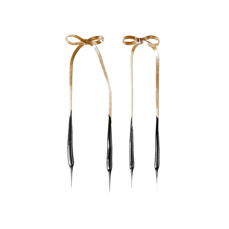 Ottolinger Laced Bow Earrings 'Gold/Black'