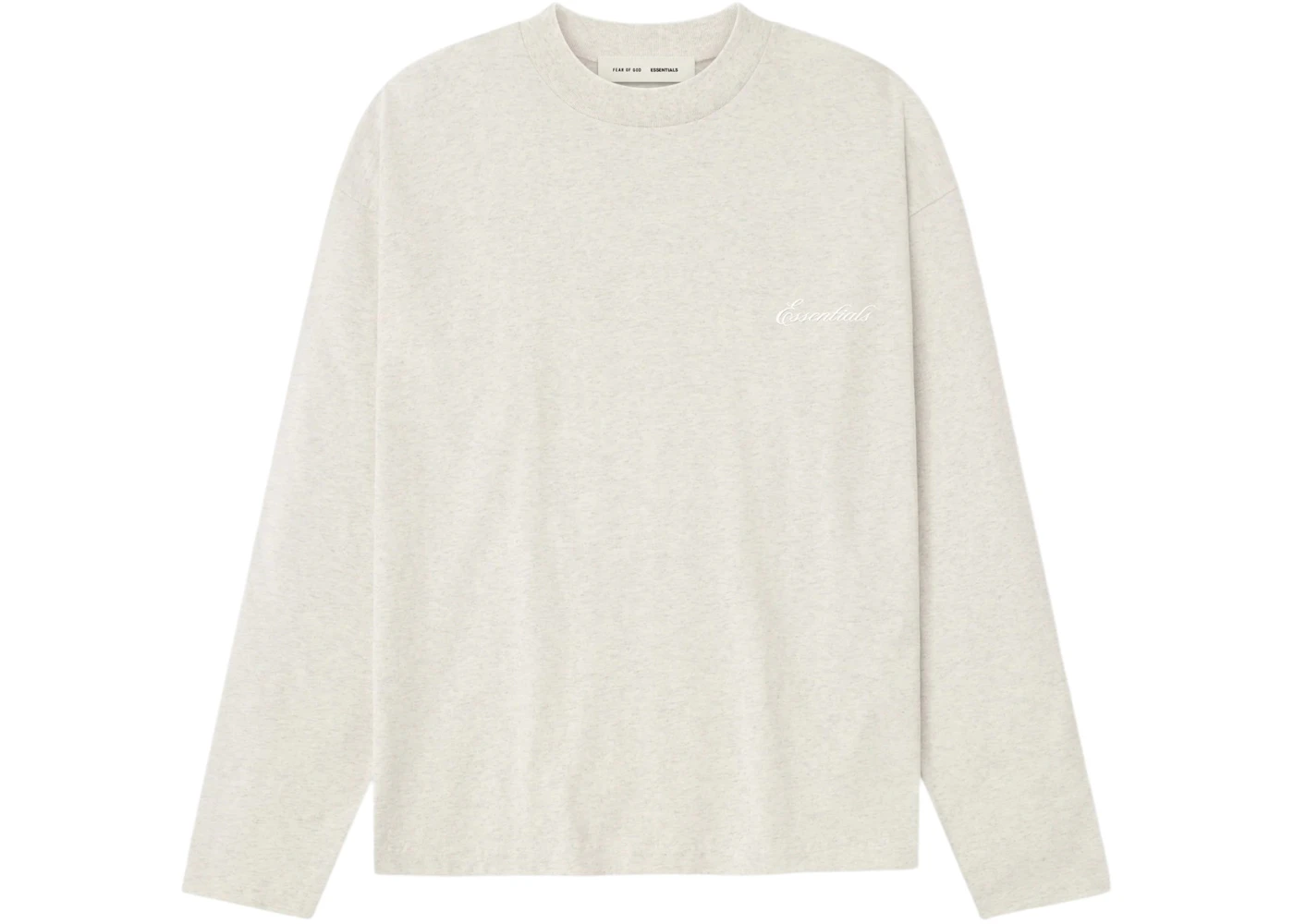 Fear of God Essentials Embroidered Classic Long Sleeve Tee Oatmeal Heather