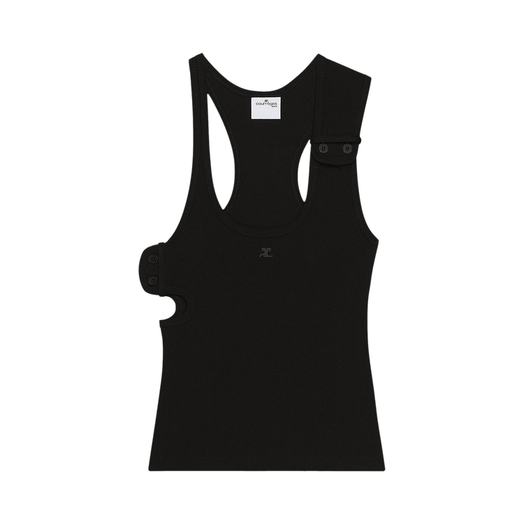 Courrèges Double Buckle 90s Rib Tank Top 'Black'