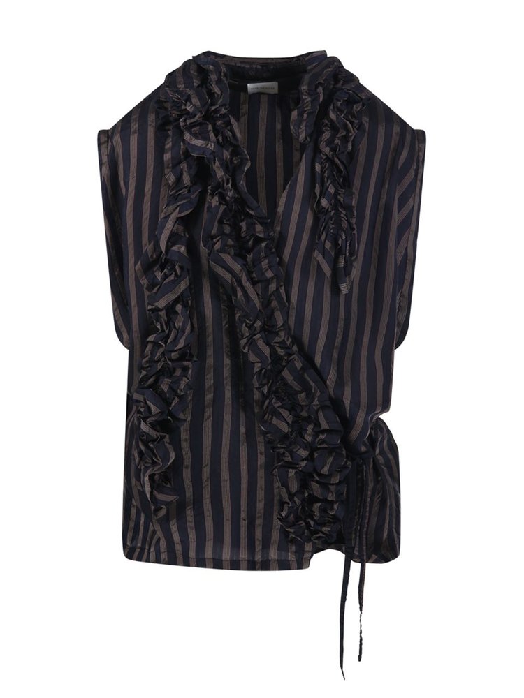 Dries Van Noten Striped Ruffled Top