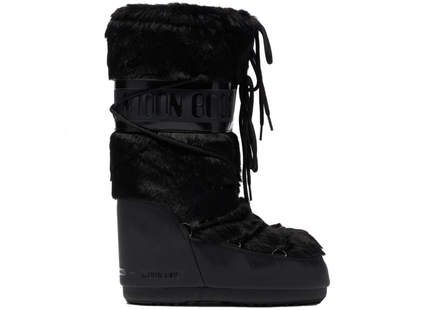 Moon Boot Icon Faux-Fur Boot Black (The Original Heel Logo)