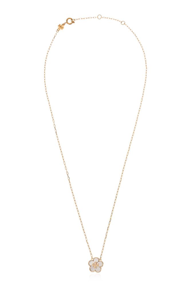 Tory Burch Logo Flower Pendant Necklace