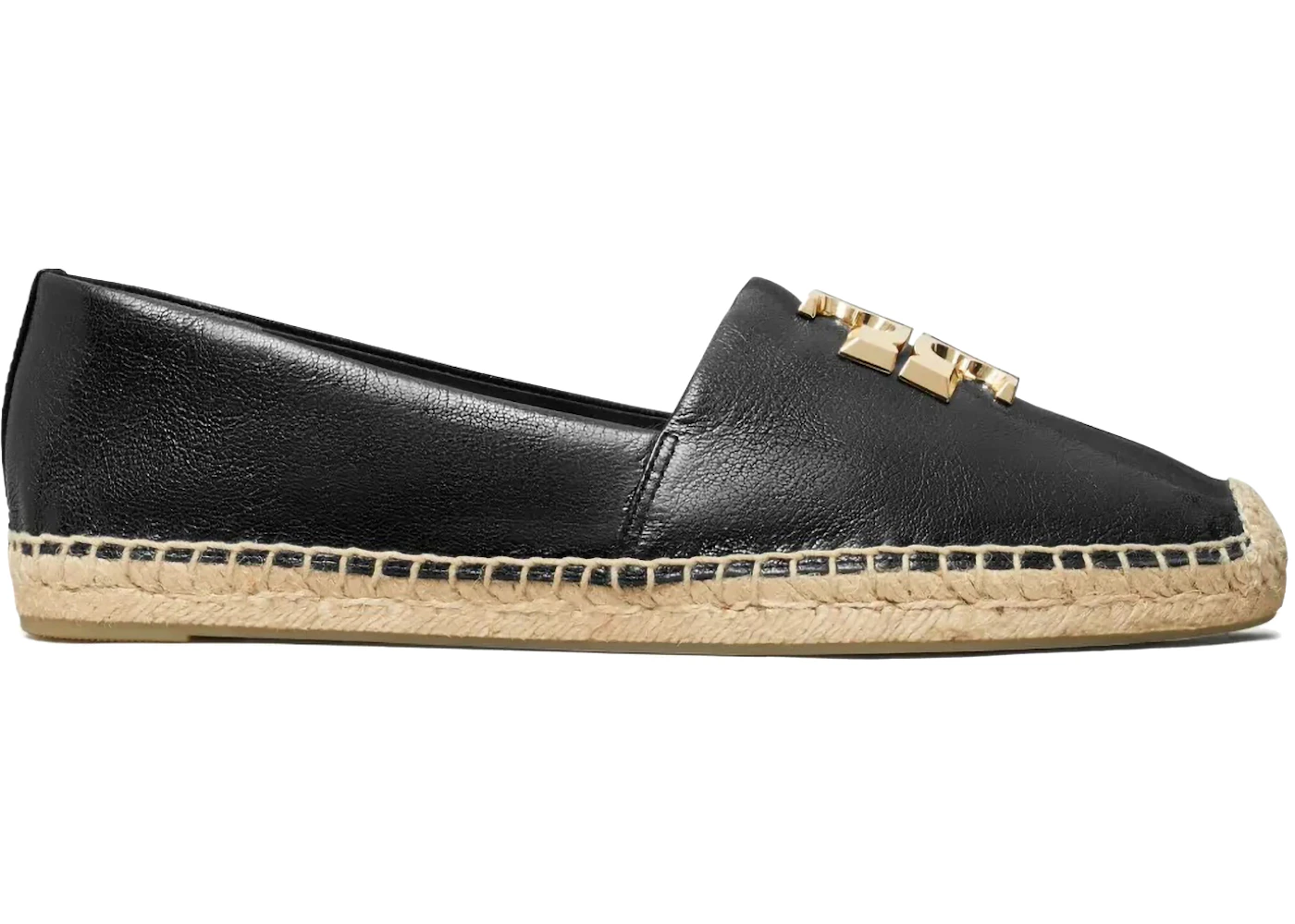 Tory Burch Eleanor Espadrille Flat Black Gold (Women's)