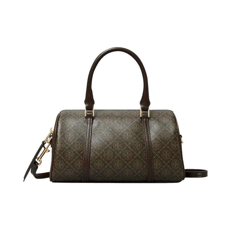 Tory Burch T Monogram Coated Canvas Mini Barrel Bag 'French Press'