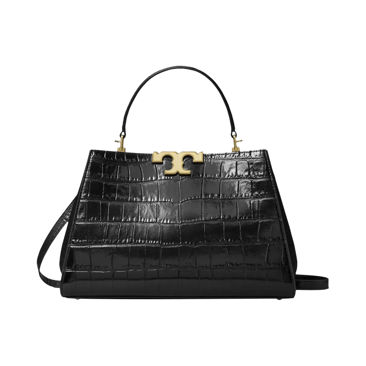 Tory Burch Eleanor Croc Embossed Satchel Bag 'Black'