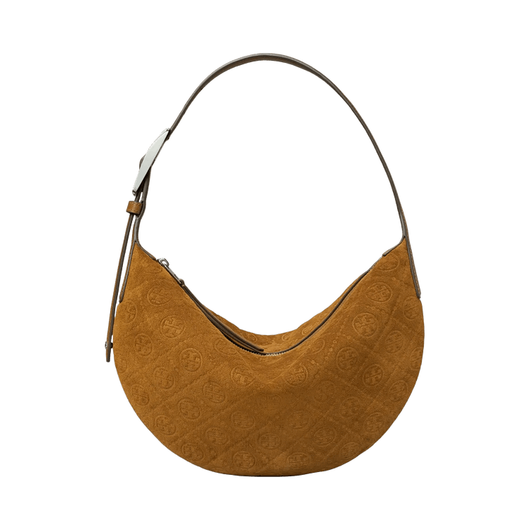 Tory Burch T Monogram Suede Small Balloon Bag 'Chicory Brown'